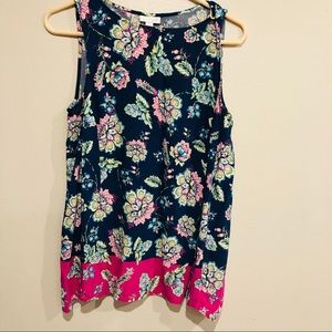 J Jill floral sleeveless tank blouse